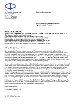 Insuline Hypurin Porcine Pr&auml;parate