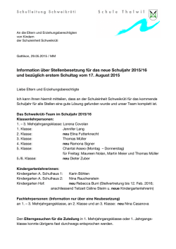 E. Info Stellenbesetzung 1. Sch.tag