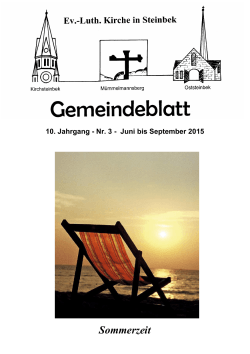Gemeindeblatt Juni bis September 2015