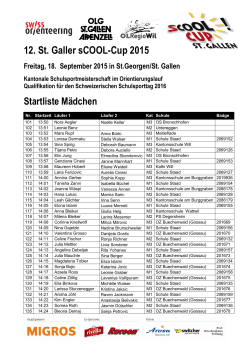 12. St.Galler sCOOL-Cup 2015 – Startliste - OLG St. Gallen