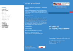 Einladung: Neujahrsempfang 2016 der CDA in Karlsruhe