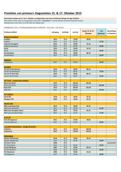 en primeur» Degustation 15. & 17. Oktober 2015
