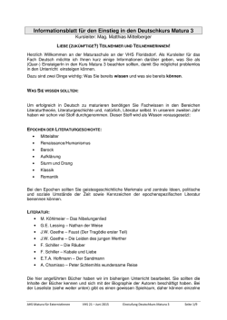Informationsblatt f&uuml;r den Einstieg in den Deutschkurs Matura 3