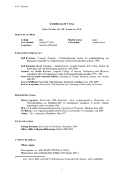 CV Prof. Dr. KW Axhausen - IVT
