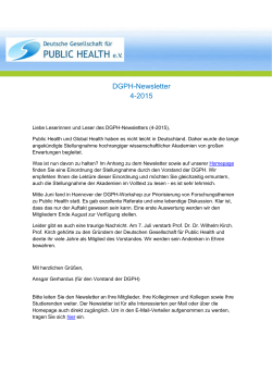 veröffentlicht am 28.07.2015 - Deutsche Gesellschaft für Public Health
