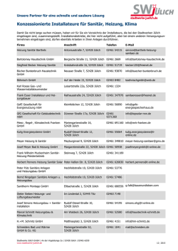 Installateurverzeichnis Sanit&auml;r Heizung Klima 20150302