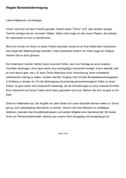 illegale Bestandsübertragung