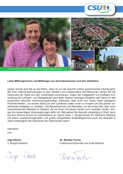Liebe Mitbürgerinnen und Mitbürger aus Schrobenhausen und den