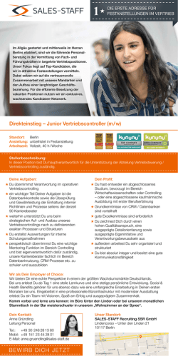 Junior Vertriebscontroller (m/w)