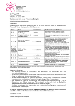 Information und Anmeldung Wahlf&auml;cher