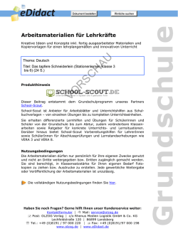 Arbeitsmaterialien Grundschule - Das tapfere Schneiderlein