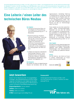 Eine Leiterin / einen Leiter des technischen B&uuml;ros Neubau