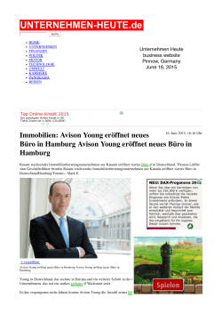 Immobilien - Avison Young eröffnet neues Büro in Hamburg Avison