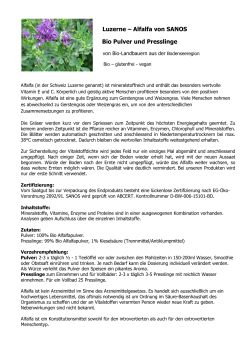 Luzerne – Alfalfa von SANOS Bio Pulver und Presslinge