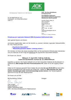 Einladung Regionales Netzwerk KMU-Kompetenz Ostfriesland-Jade