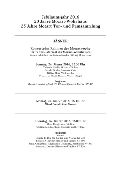 20 Jahre Mozart-Wohnhaus - Stiftung Mozarteum Salzburg