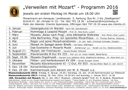„Verweilen mit Mozart“ - Programm 2016