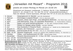 „Verweilen mit Mozart“ - Programm 2016