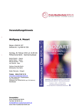 Veranstaltungshinweis Wolfgang A. Mozart