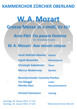 Grosse Messe in c-moll von Wolfgang Amadeus Mozart (Januar 2015)