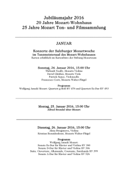 Jubil&auml;umsjahr 2016 Jubil&auml;umsjahr 2016 20 Jahre Mozart 20 Jahre