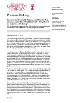 Pressemitteilung - Universität Tübingen