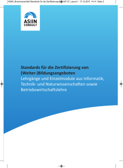 Standards für die Zertifizierung von (Weiter-)Bildungsangeboten