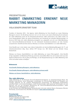 Pressemitteilung rabbit eMarketing: Viola Deneffe wird neue