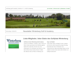 Newsletter Winterberg Golf & Academy Liebe Mitglieder, liebe Gäste