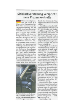 Siebkorbverstellung verspricht