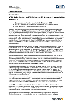 ADAC Rallye Masters und DRM-Kalender 2016 verspricht