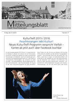 KulturTreff 2015 / 2016 Feuchtwangen lebt Kultur!