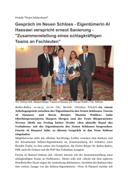 Gespräch im Neuen Schloss - Eigentümerin Al Hassawi verspricht