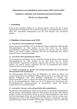 Informationen zum m&uuml;ndlichen Staatsexamen (WPO und GymPO