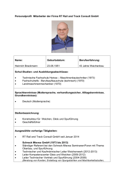 Heinz Brackmann, RT Rail and Track Consult GmbH, Dortmund