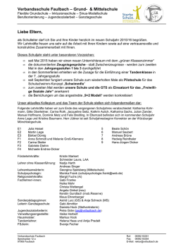 2015-2016 Anfangsschreiben Schuljahr