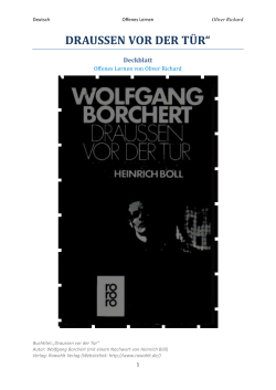 DRAUSSEN VOR DER T&Uuml;R&ldquo;