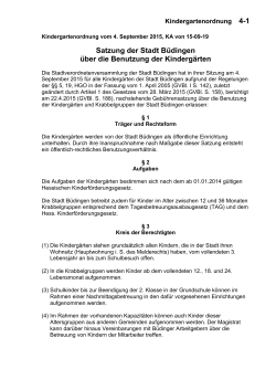 Satzung der Stadt Büdingen über die Benutzung der Kindergärten