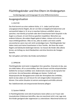 Flüchtlingskinder und ihre Eltern im Kindergarten