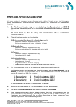 Info-Blatt f&uuml;r Bewerber - Baugenossenschaft Erlangen