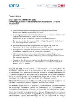 Pressemitteilung Studie eGovernment MONITOR 2015: Monitoring