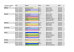 Hallenplan Voltigieren Zeit Gruppe Pferd Trainer Halle Montag