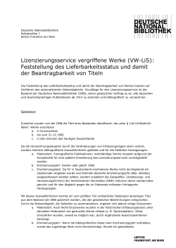 Lizenzierungsservice vergriffene Werke (VW