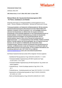PRESSEINFORMATION Wieland-Werke AG: Haustechnik