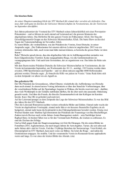 Ein bisschen Ruhe An seiner Hauptversammlung blickt der STV