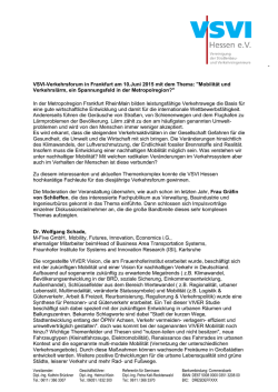 Bericht zum Verkehrsforum der VSVI Hessen am 10. Juni 2015 in