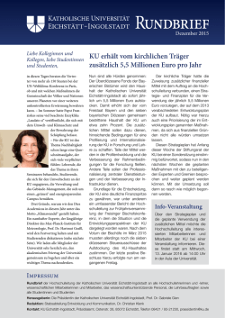 KU erhält vom kirchlichen Träger zusätzlich 5,5 Millionen Euro pro
