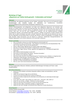JNC Workshop Akquisition und Verkaufen - JNC