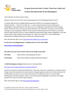 Ein guter Grund zum Feiern: 10 Jahre &ldquo;Clean Care is Safer Care&rdquo; 10