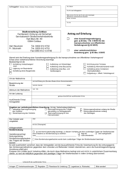Antrag auf Erteilung einer verkehrsrechtlichen Anordnung